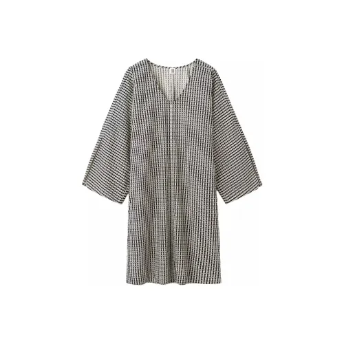 By Malene Birger Черное/Белое Женское Длинное Платье с Рукавами