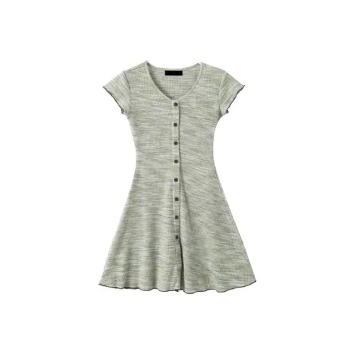 Lookinto Короткий рукав Платье Женское Зеленое