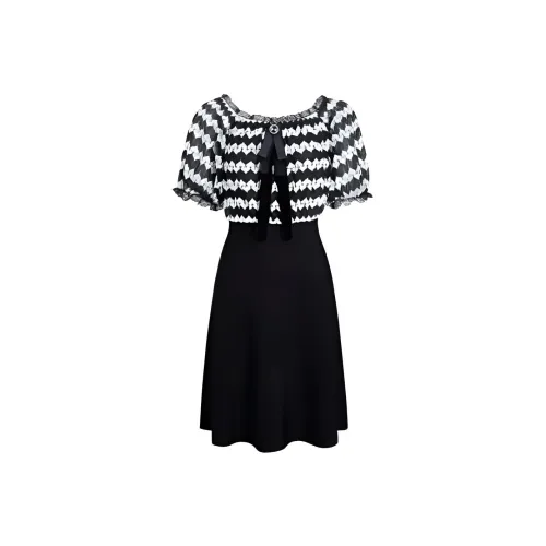 Anmani Черно-белая панда Женские Платья с Коротким Рукавом