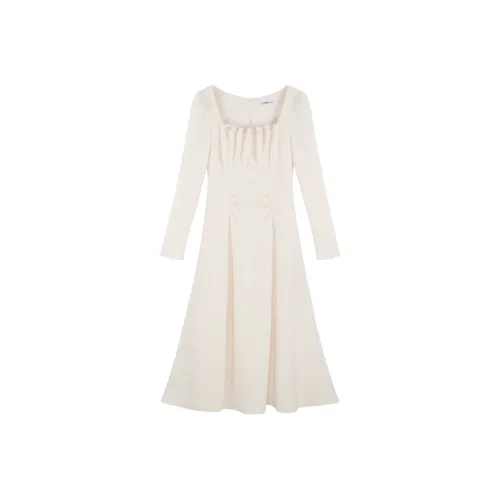 PALGLG Длинное платье с длинным рукавом женское натуральный белый