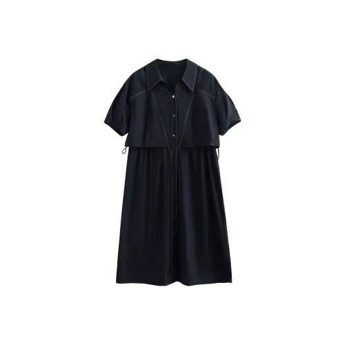 Initial Language Короткий рукав Платье Женское