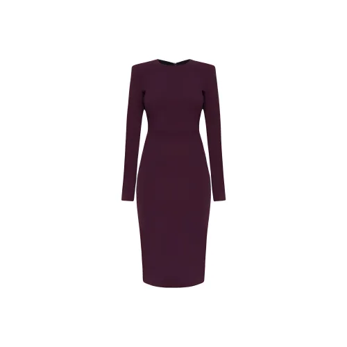 VICTORIA BECKHAM Длинное платье с длинными рукавами женское фиолетовое