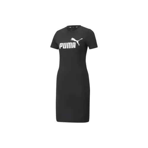 PUMA Robe T Рубашка Coupe Тонкий Essentials Femme Короткий рукав Платье Женские Черный
