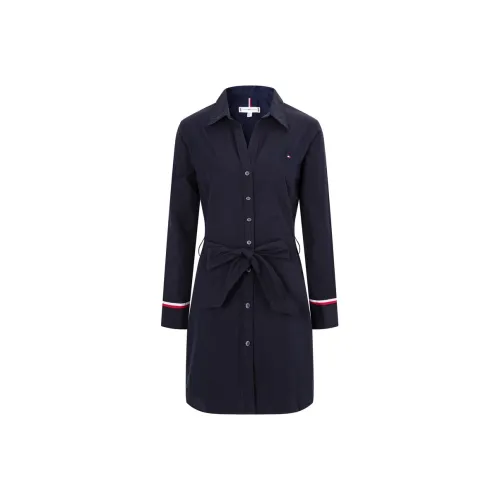 Tommy Hilfiger Темно-синий Женские Длинные Платья с Рукавами