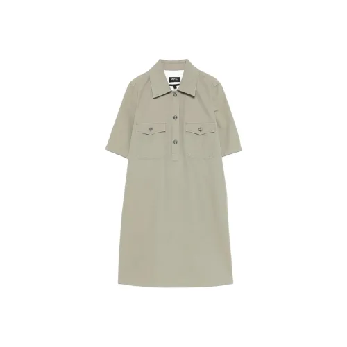 A.P.C Короткий рукав Платье Женское Зеленое