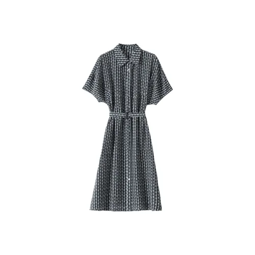 Sai Rabbit Короткий рукав Платье Женское Черное Серое