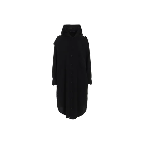 Yohji Yamamoto Черные Женские Длинные Платья с Длинными Рукавами