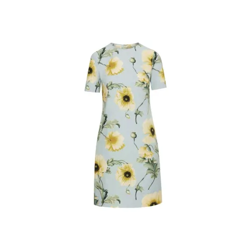 Oscar De La Renta SS24 Короткое платье с короткими рукавами женское шалфейно-зеленый