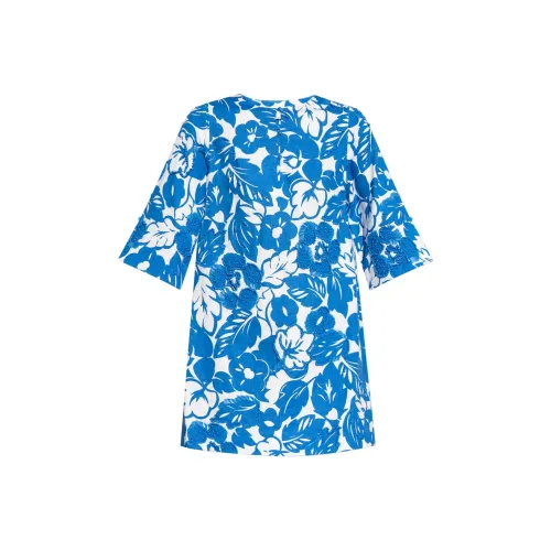 Kate Spade FW24 Длинное платье с длинными рукавами женское синий и белый