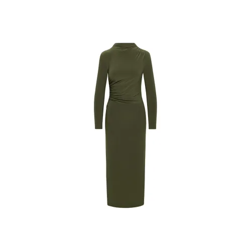 ARITZIA FW24 WILFRED Fernanda Платье Длинное с длинными рукавами Платье Женское Темно-оливковый Темно-оливковый