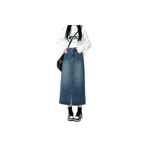 MM Denim Long Skirt Women's Vintage Blue
