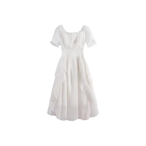 KEAB Короткий рукав платье женский белый