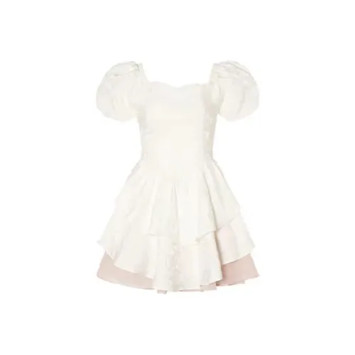 Lookinto Короткий рукав Платье Женское Белое