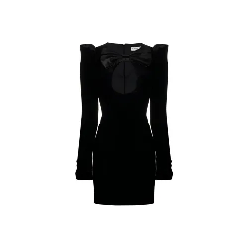 Alessandra Rich Длинное платье с длинными рукавами женское черное