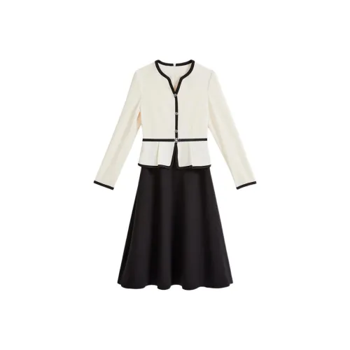 Yiner Длинное платье с длинными рукавами женское экрю