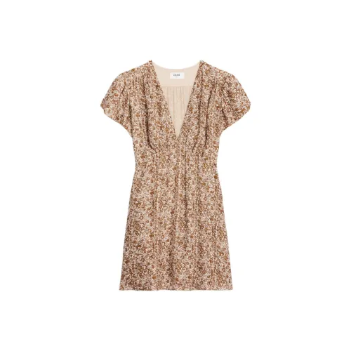 CELINE SS24 Короткое платье с короткими рукавами женское многоцветное