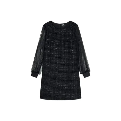 DKNY Черное Женское Длинное Платье с Рукавами