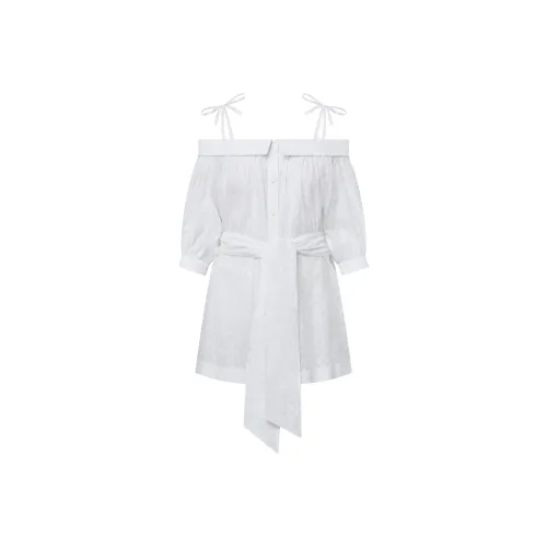 LOUIS VUITTON Длинное платье с длинными рукавами женское белое