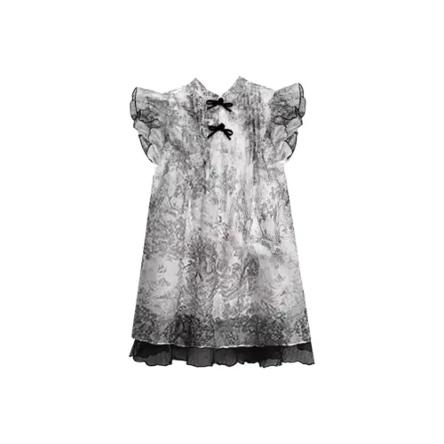 IQC Без рукавов Платье Женское Картина тушью Цвет