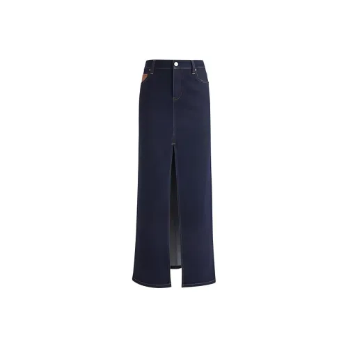 ALICE+OLIVIA Denim Long Skirt Women's Dark Blue