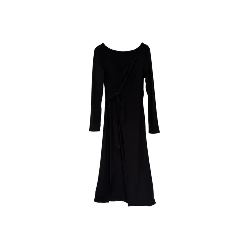 Icicofficial Длинное платье с длинными рукавами женское черное
