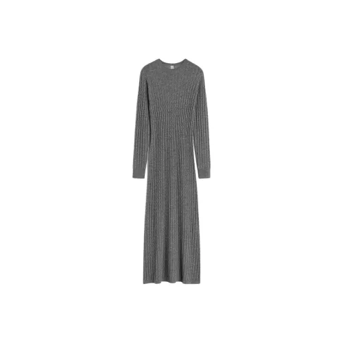 TOTEME FW24 Длинное платье с длинными рукавами женское серо-вересковый