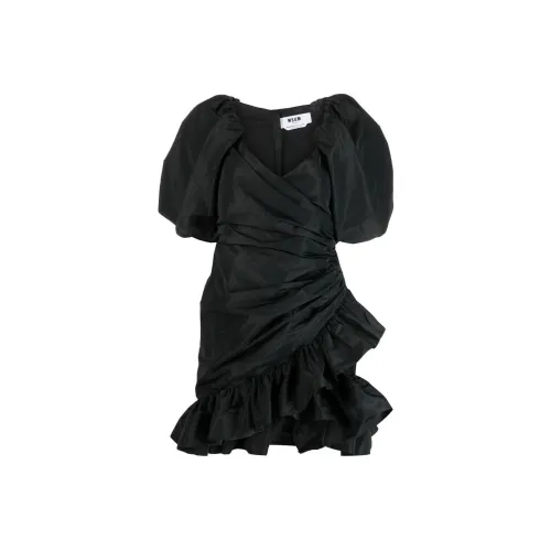 MSGM Короткий рукав Платье Женское Черное