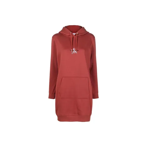 Calvin Klein Терракота Коричневый Женские Длинные Платья с Рукавами