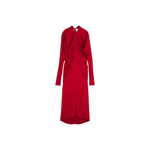 Lanvin Red Женские Длинные Рукава Платья