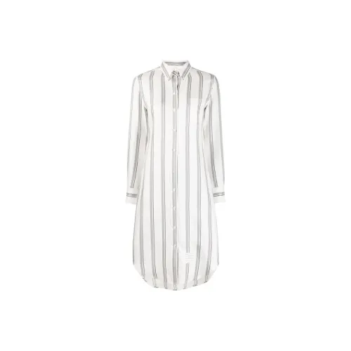 THOM BROWNE Бело-серый Женские Длинные Платья с Рукавами