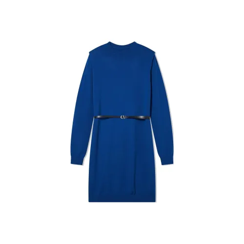 COVERINS Длинное платье с длинными рукавами женское ярко-синего цвета