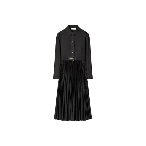 Tory Burch SS24 Длинное платье с длинным рукавом женское черное