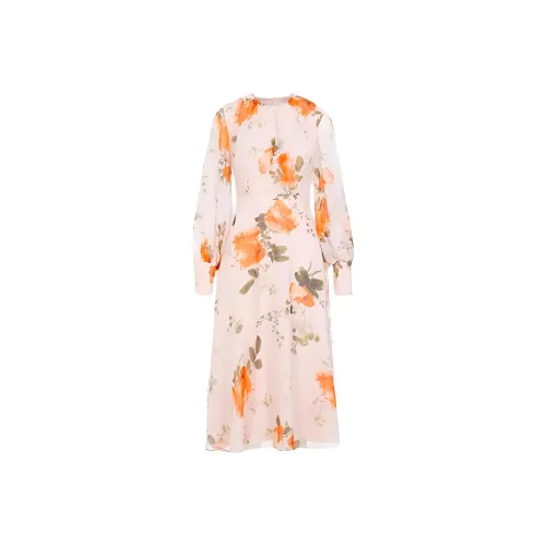 Erdem Длинное платье с длинными рукавами женское перламутрово-розовое