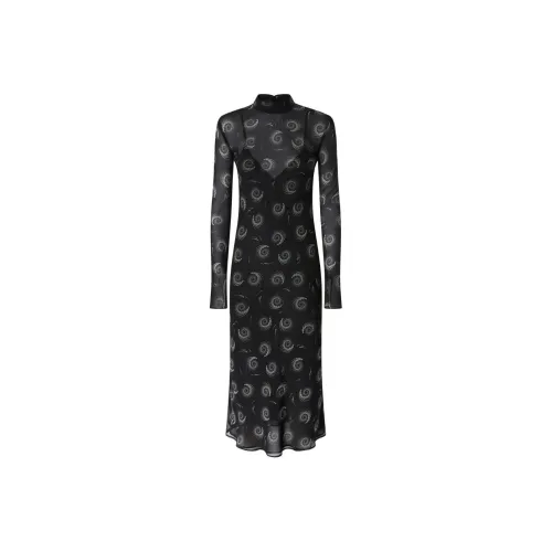 PINKO FW24 Длинное платье с длинным рукавом женское черное