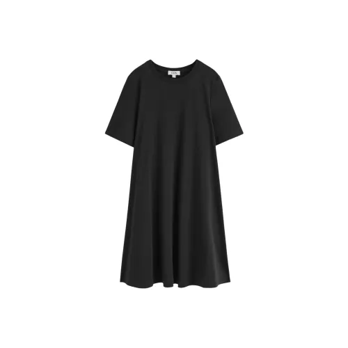 COS Короткий рукав платье женское черное