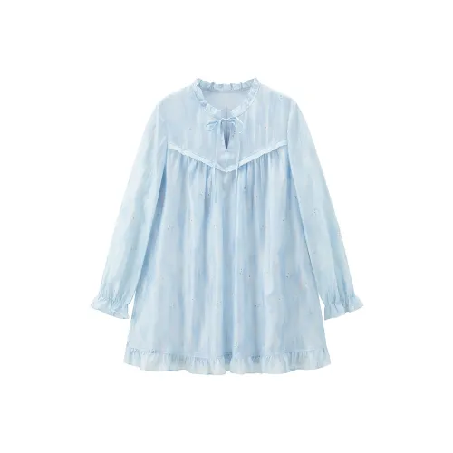 LEDIN Длинное платье с длинными рукавами женское ледяной росистый синий