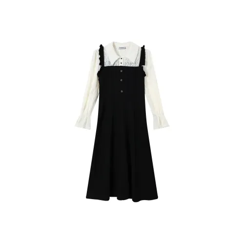 ZCDECO Длинное платье с длинным рукавом женское черное