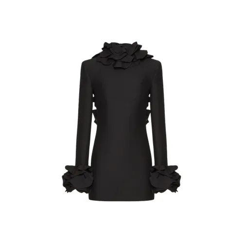 Valentino SS24 Длинное платье с длинными рукавами женское черное