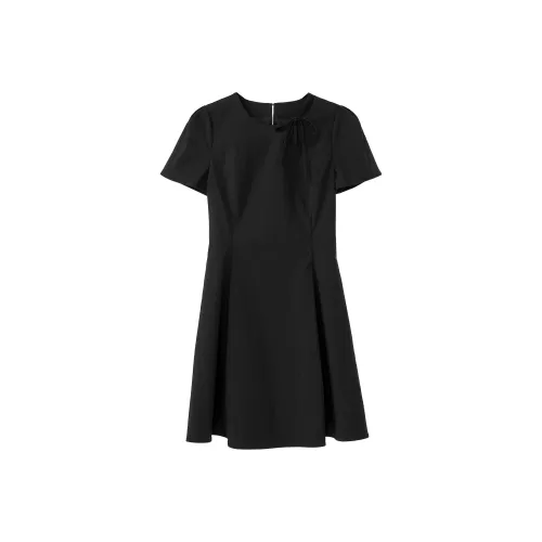 Fstudio Корейский стиль Маленький Текстура С утяжкой на талии Коммутирование Короткий рукав Платье Женское