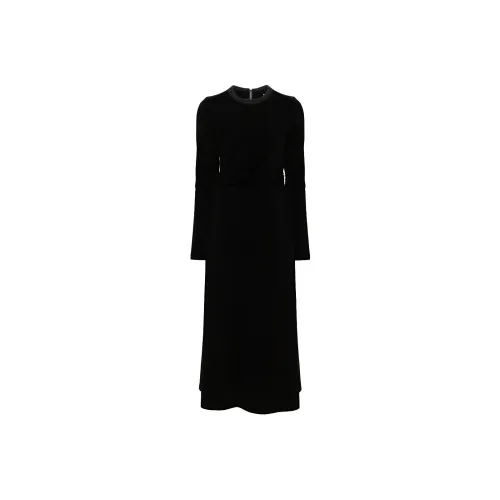 BRUNELLO CUCINELLI SS24 Длинное платье с длинными рукавами женское черное