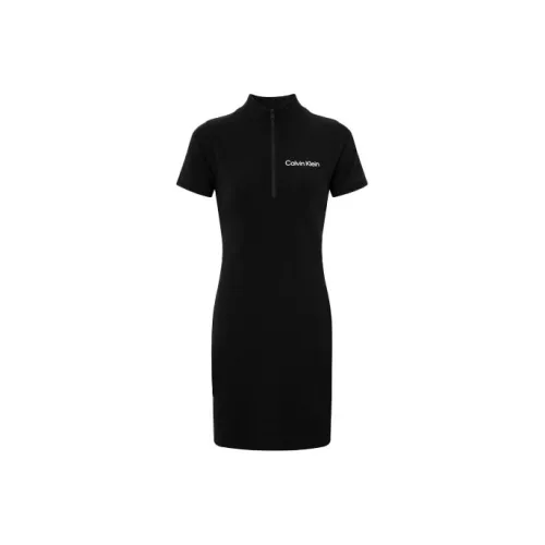 Calvin Klein Черный 001 Женские Короткие Платья с Рукавами