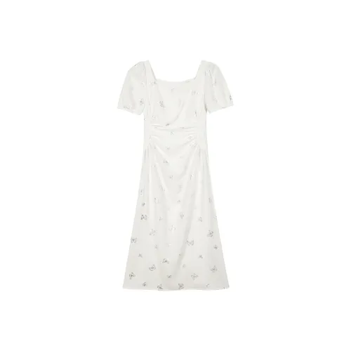 EIDOLON GRAIN Короткий рукав Платье Женское Белое