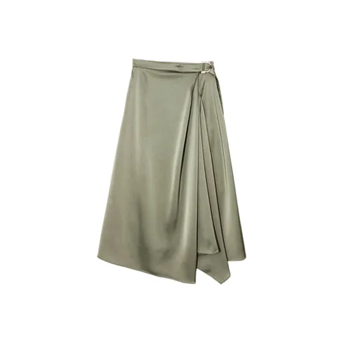 C+IMPRESS Матча Зеленый Женские Повседневные Длинные Юбки