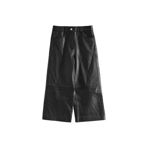 Maje Кожаные брюки женские черные