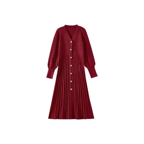 OUNIXUE Длинное платье с длинным рукавом женское