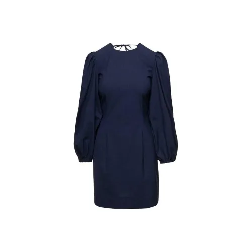 GANNI Длинное платье с длинными рукавами женское темно-синий