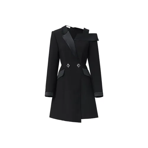 AUI Длинное платье с длинными рукавами женское черное