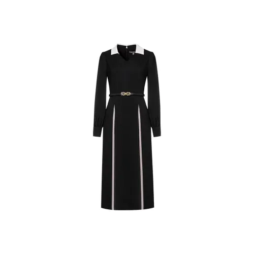 MeetMetro Длинное платье с длинным рукавом женское черное