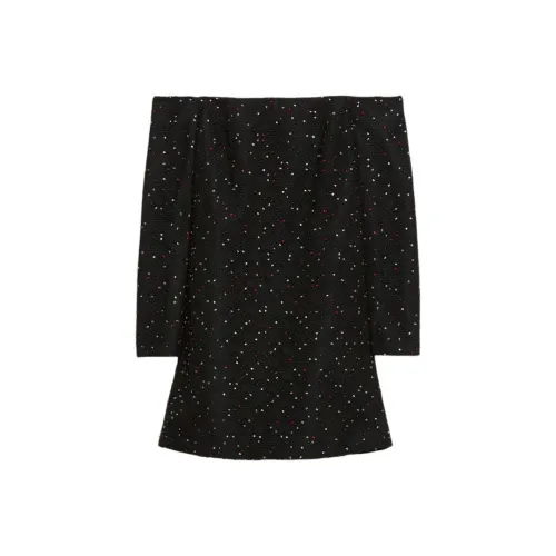 SCANLAN THEODORE Diamante Кружево Мини Длинный Рукав Платье Женское Черное