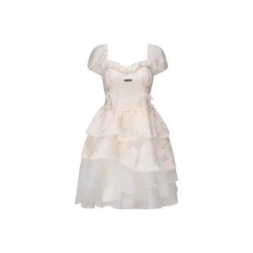 MISTVB Короткий рукав Платье Женское Белое